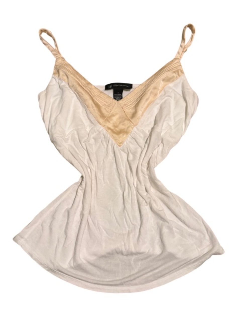 INC International Concepts Cream Camisole with Champagne Satin V Insert
